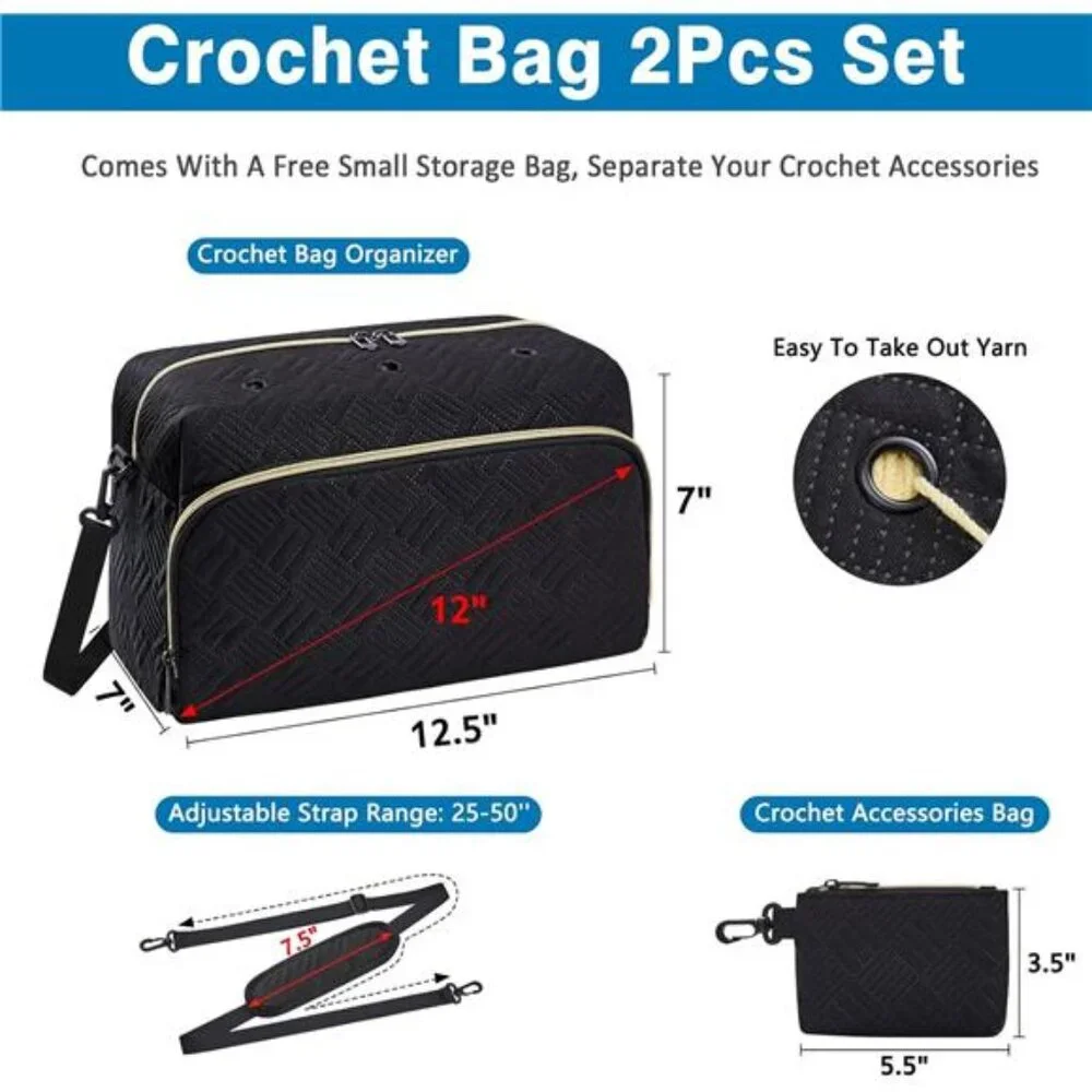 Crochet Yarn Knitting Bag 2 Pcs Yarn Storage Organizer Crocheting Bags